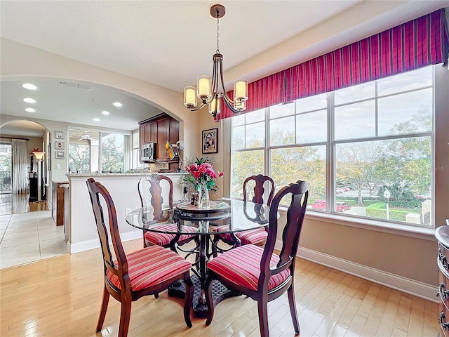 dining room featuring plenty of natural light and light wood-type flooring