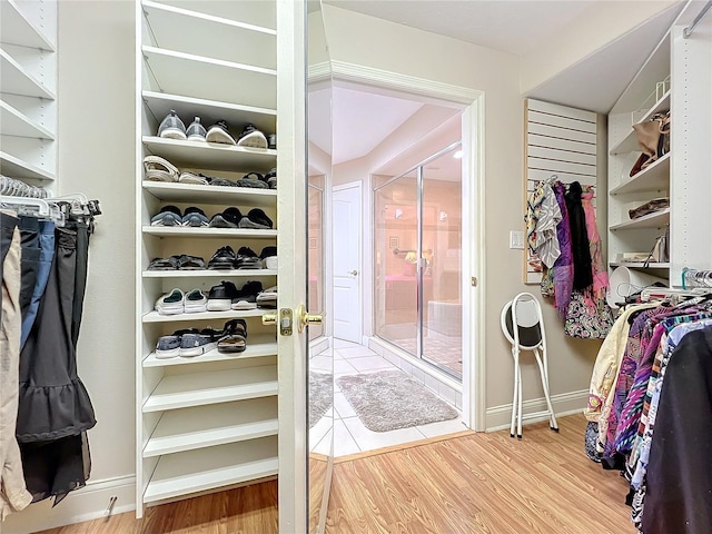 spacious closet with wood-type flooring