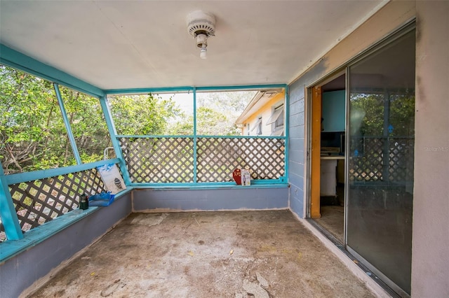 view of unfurnished sunroom