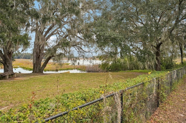 view of yard with a water view