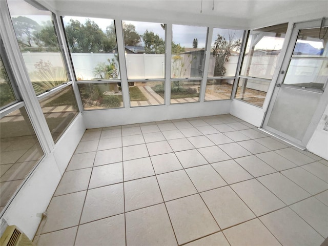 view of unfurnished sunroom