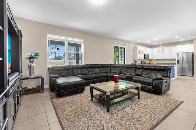 view of tiled living room