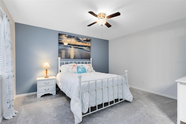 bedroom featuring carpet floors and ceiling fan