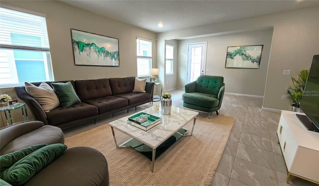 view of tiled living room