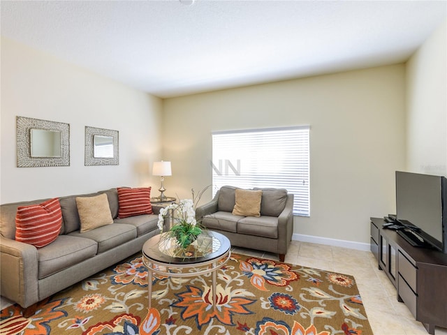 view of tiled living room