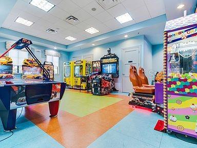 playroom with a drop ceiling