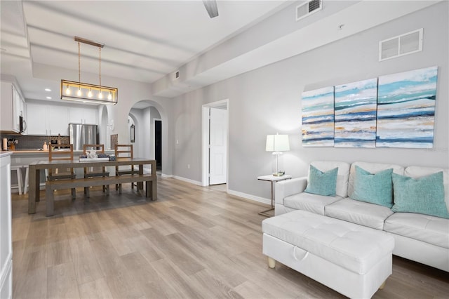 living room featuring light hardwood / wood-style flooring