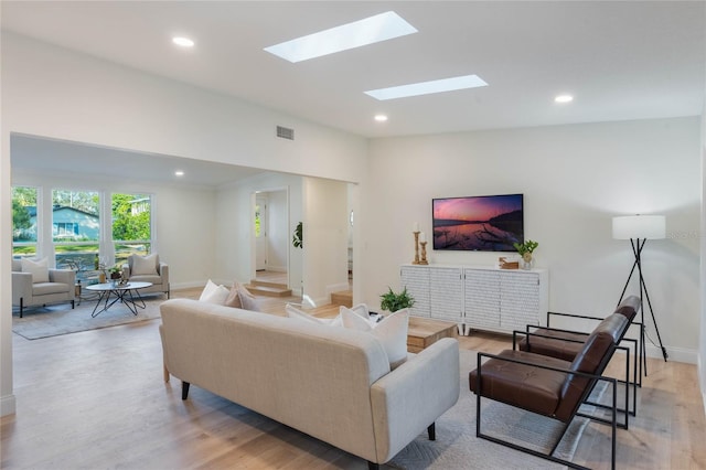 living room with light wood-type flooring