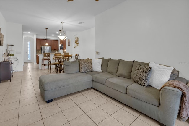 view of tiled living room