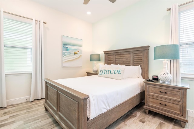 bedroom featuring ceiling fan