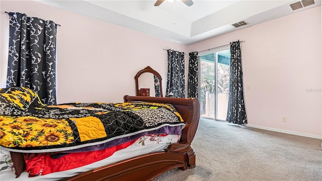 728 Longford Loop, Apopka, FL 32703 - bedroom with access to outside, ceiling fan, and carpet flooring
