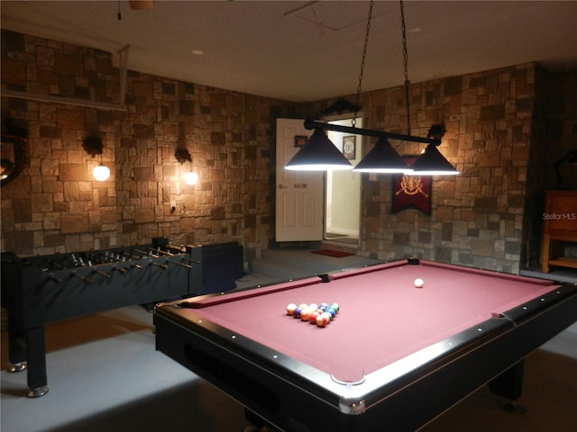 game room with billiards