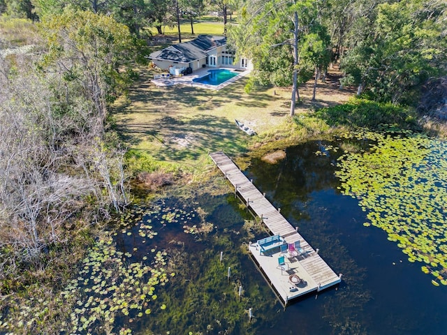 bird's eye view featuring a water view