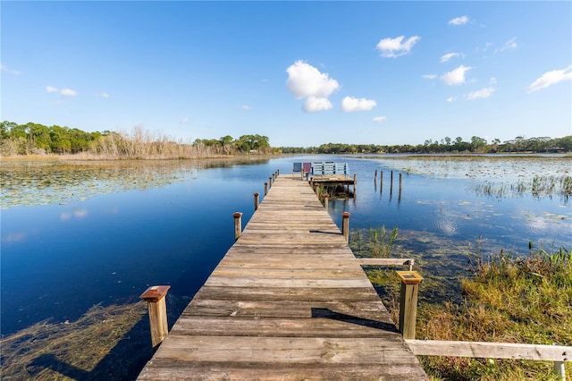 view of dock featuring a water view