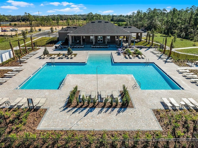 view of pool featuring a patio