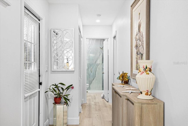 hall featuring light hardwood / wood-style flooring