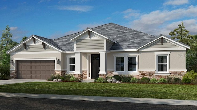 craftsman-style house with a garage and a front yard