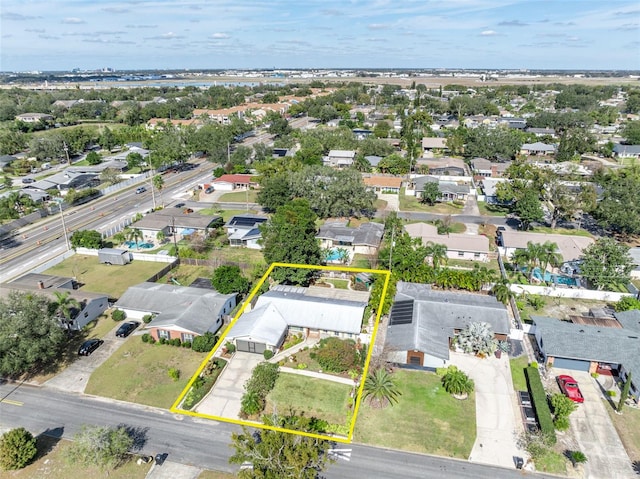 drone / aerial view with a residential view