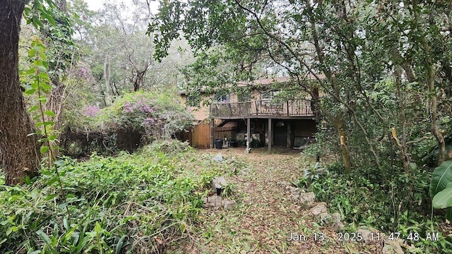 view of yard featuring a deck