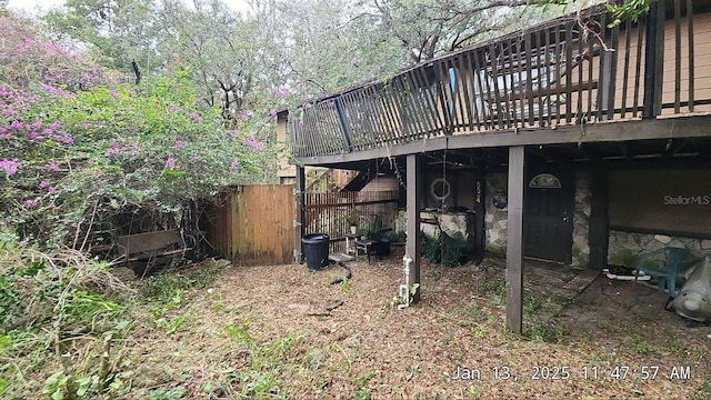 view of yard with a deck