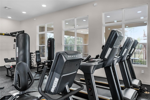 workout area featuring plenty of natural light