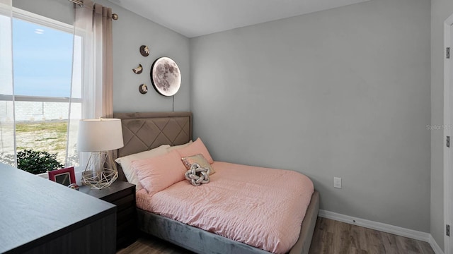 bedroom featuring dark hardwood / wood-style floors