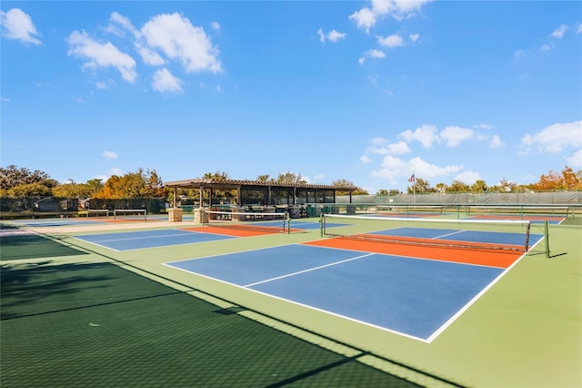 view of tennis court with basketball court