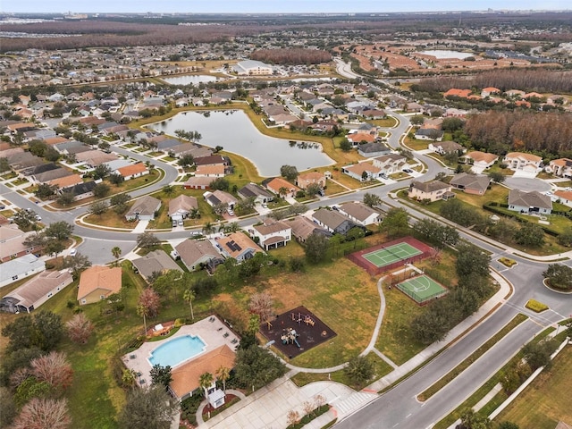 bird's eye view featuring a water view