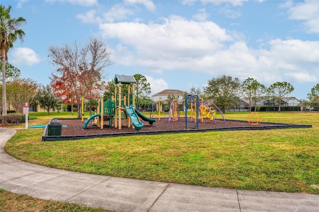 view of playground with a yard