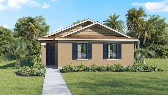 view of front facade featuring a front yard