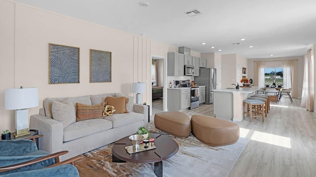 living room featuring light hardwood / wood-style flooring