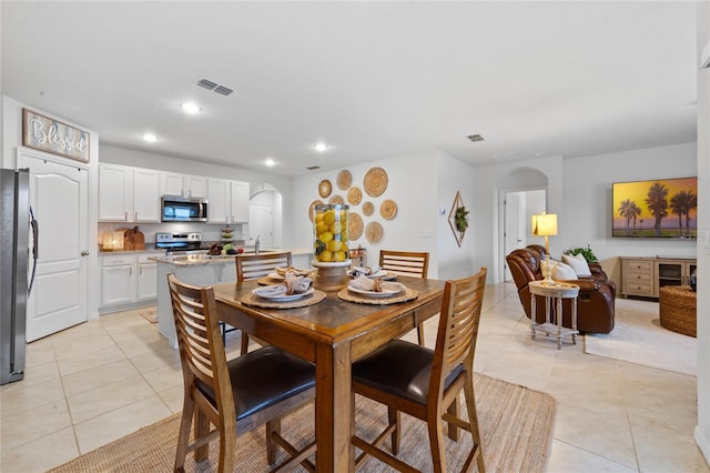 view of tiled dining space