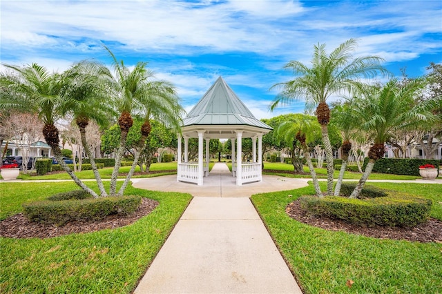 view of community with a gazebo and a yard