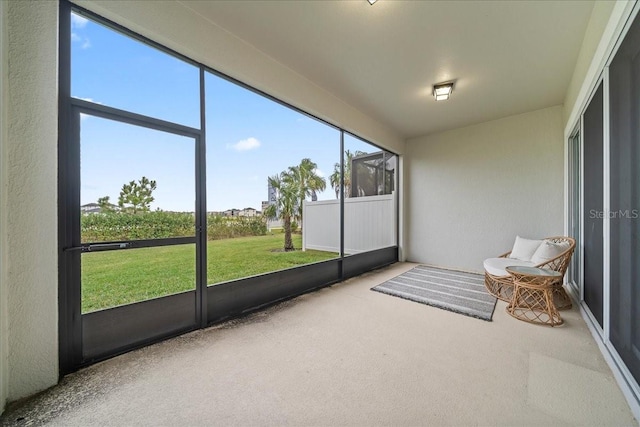 view of unfurnished sunroom