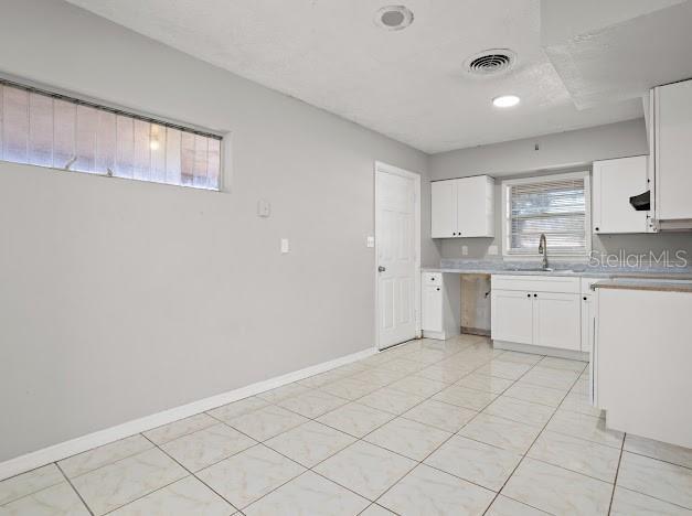 kitchen with sink and white cabinetry