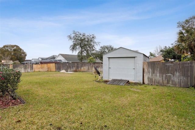 view of yard with a shed