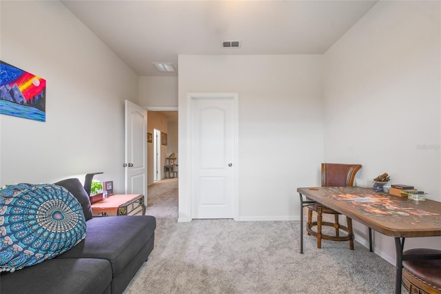 view of carpeted home office