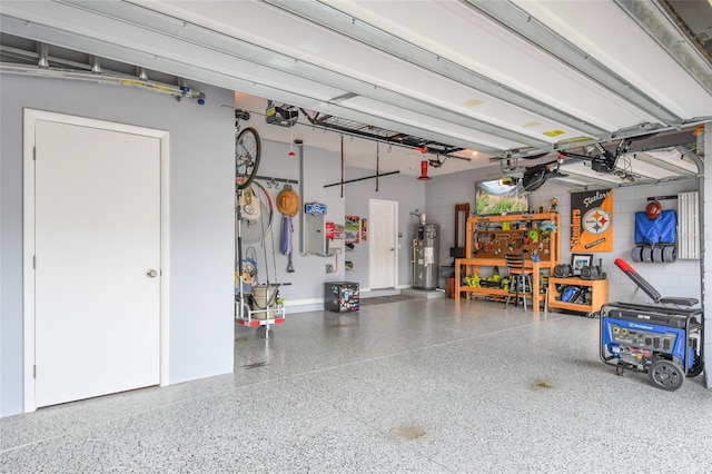 1416 Cabot Dr, Clermont, FL 34711 - garage featuring a workshop area and heat pump water heater