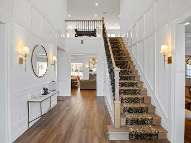 foyer entrance featuring hardwood / wood-style floors