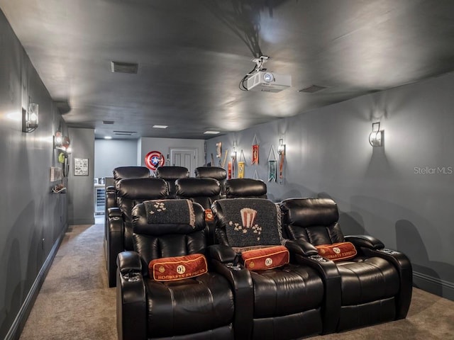 view of carpeted cinema room