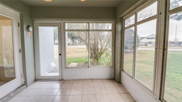 view of unfurnished sunroom