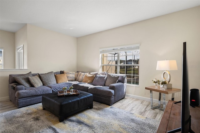 living room featuring light hardwood / wood-style flooring