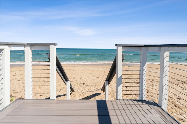 property view of water with a beach view