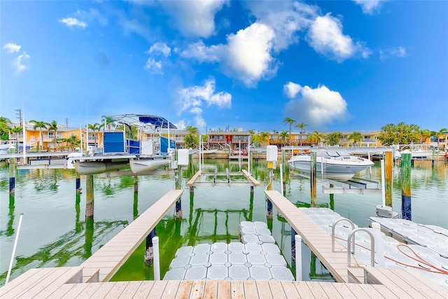 dock area featuring a water view