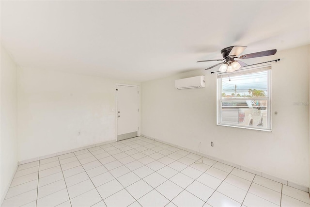 unfurnished room featuring ceiling fan and a wall mounted AC