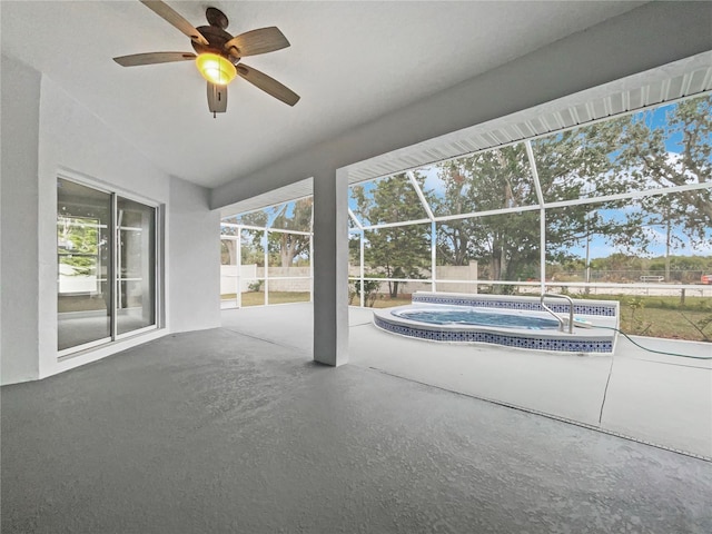 view of pool with ceiling fan