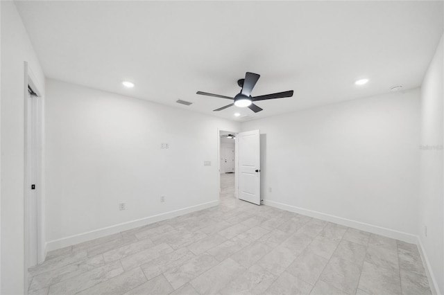 unfurnished bedroom with ceiling fan