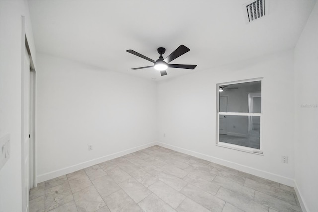 spare room featuring ceiling fan