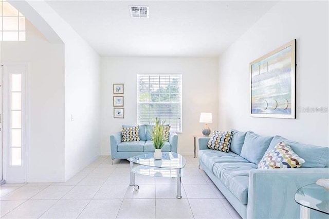 view of tiled living room