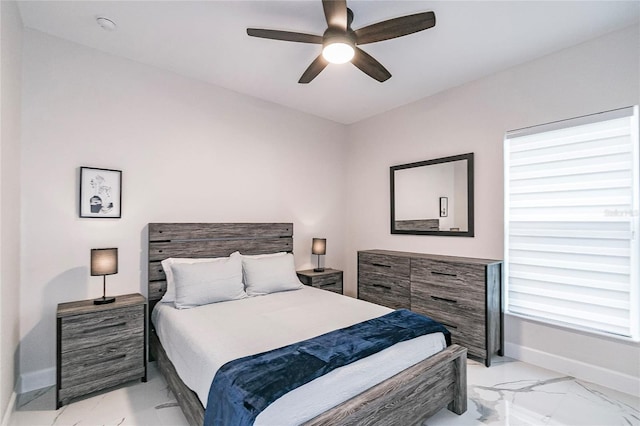 bedroom featuring ceiling fan